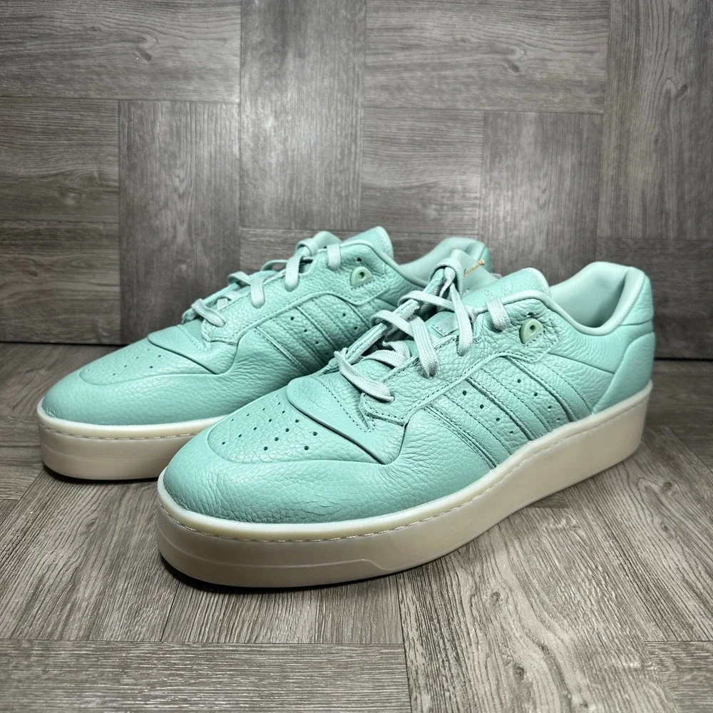 Adidas Rivalry Lux Low Mens 13 Mint Green Leather Platform Sneakers NEW IF7185